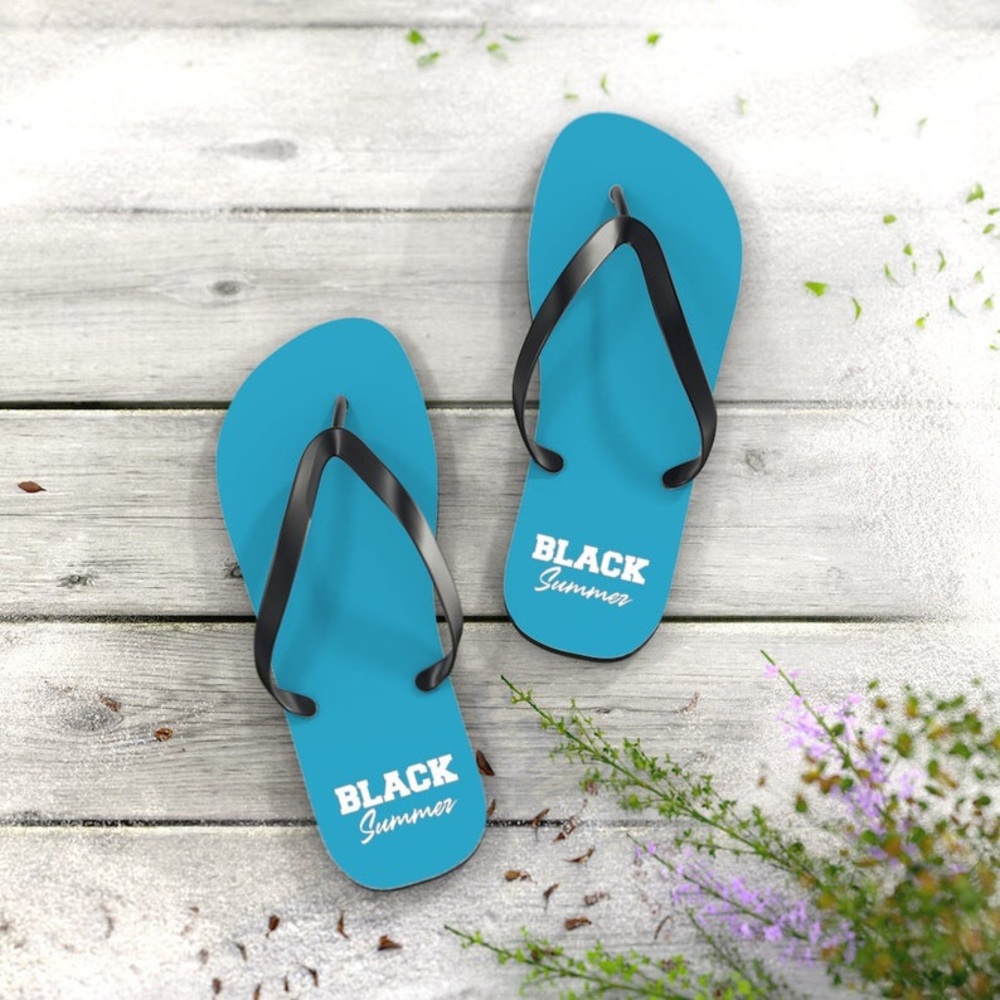Black Summer Blue Flip Flops